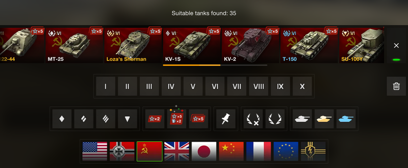 Vehicle Filter  World of Tanks Blitz