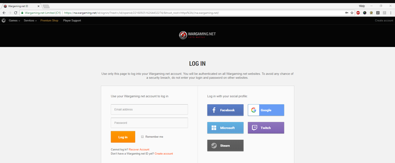 how to login to world of warships account on steam