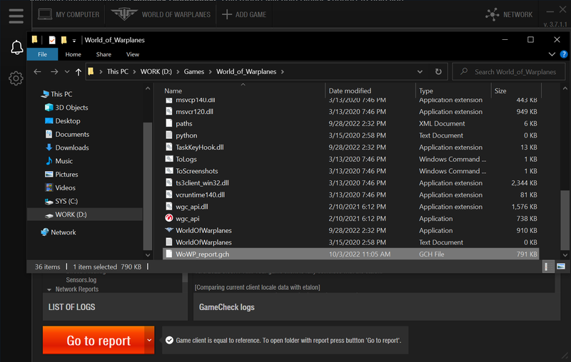 How to create a WGCheck report | World of Warplanes