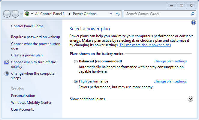 Power settings explorer