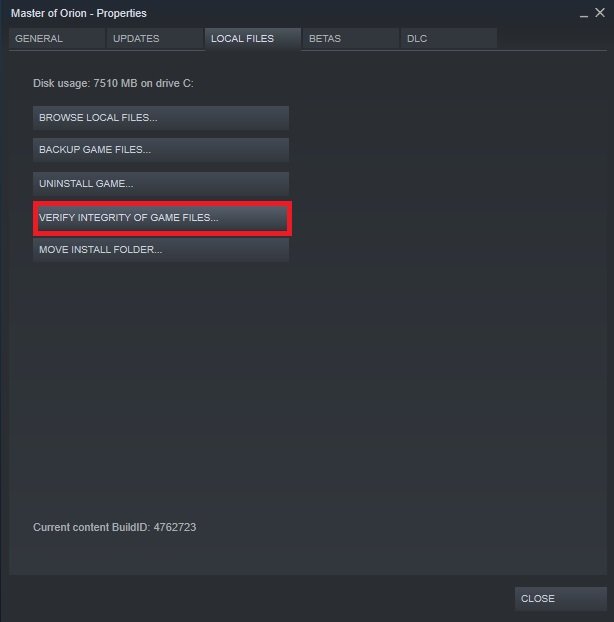 How to check intergrity of game files | Master of Orion