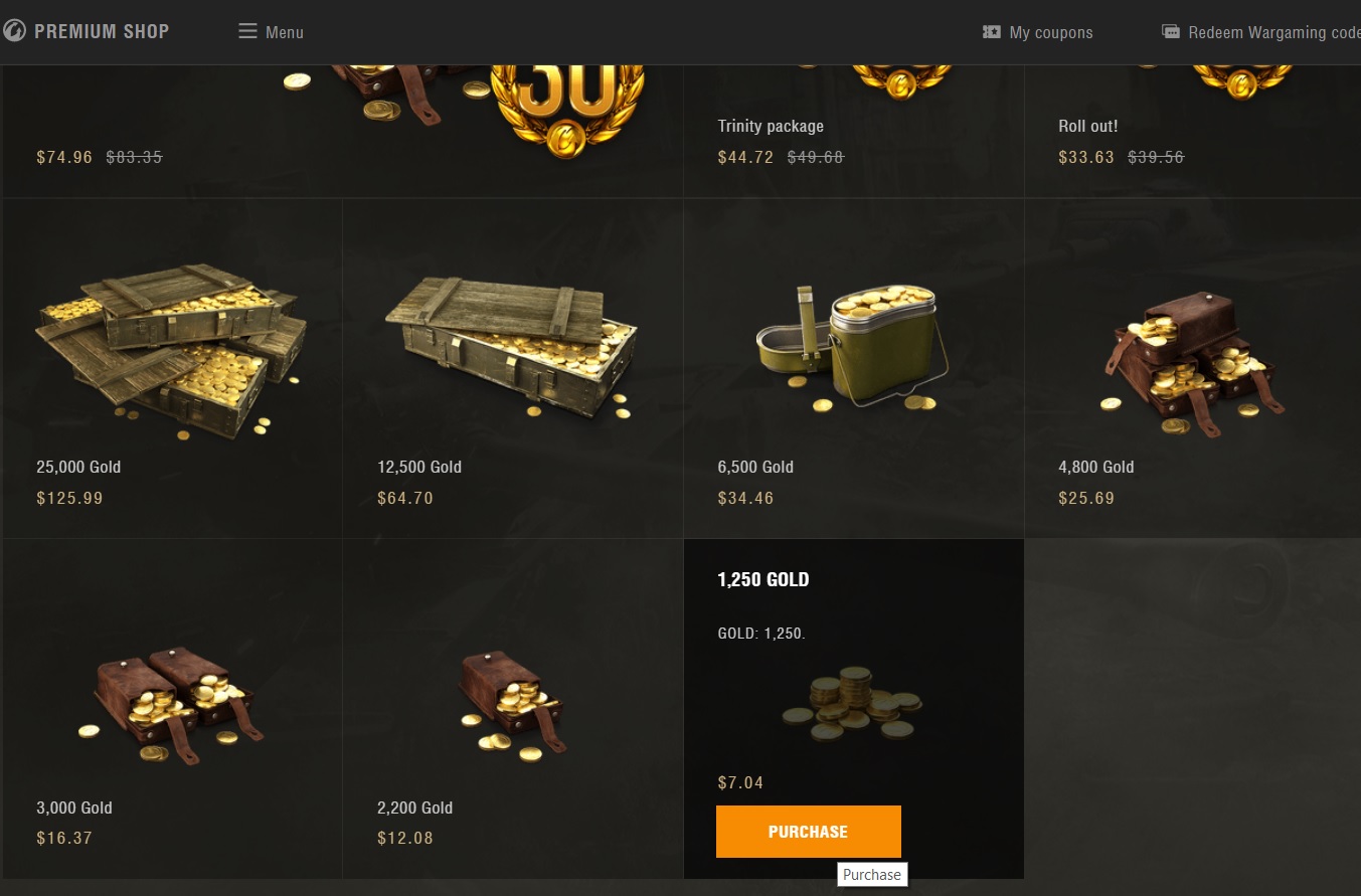 How to buy in-game gold for World of Tanks