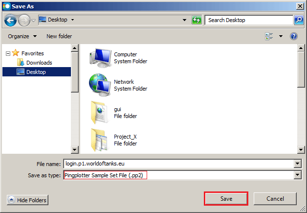 pingplotter sampleing menu